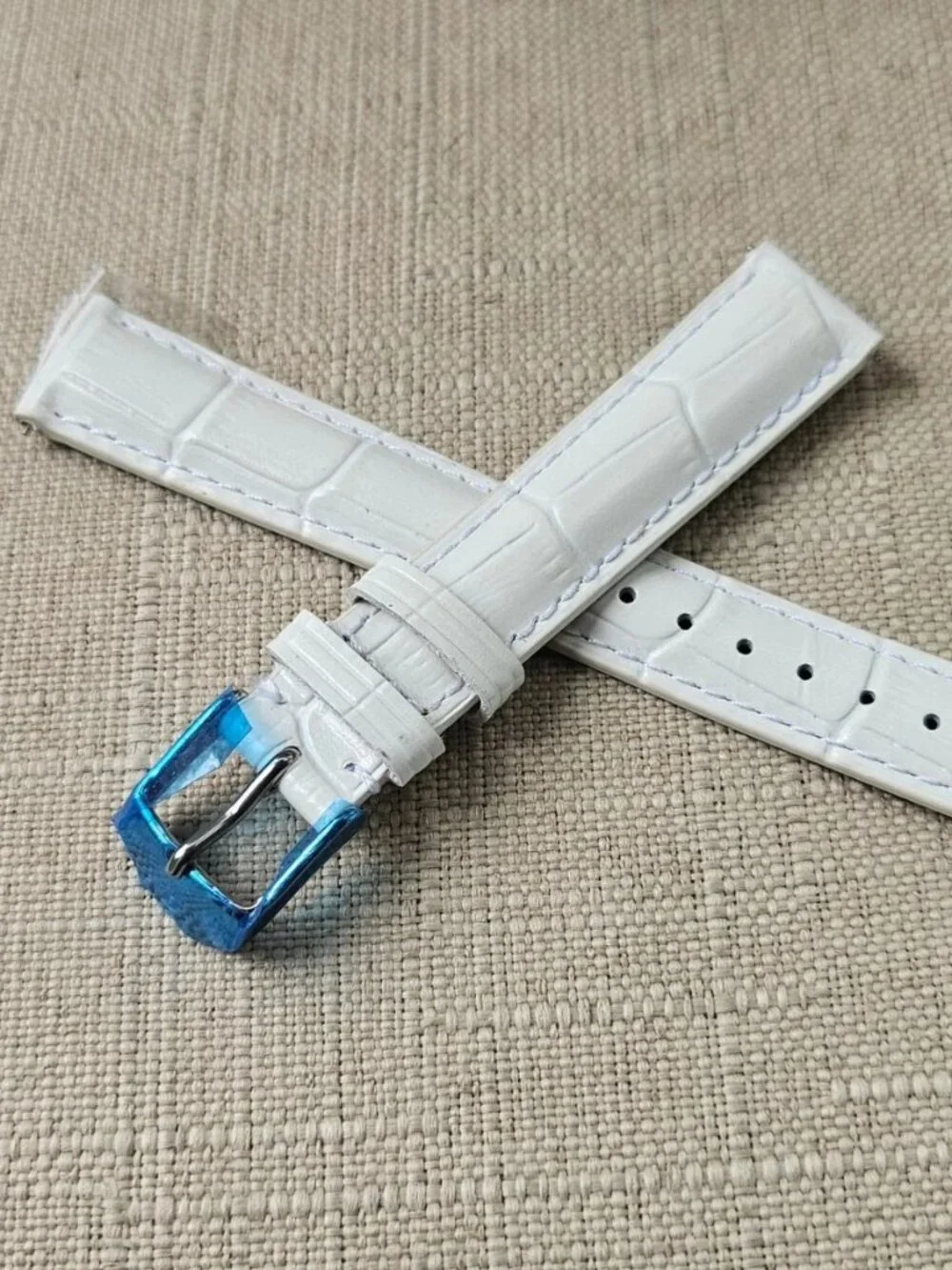 Michelle Strap for Replacement Band White Genuine Leather Size 16mm Made France